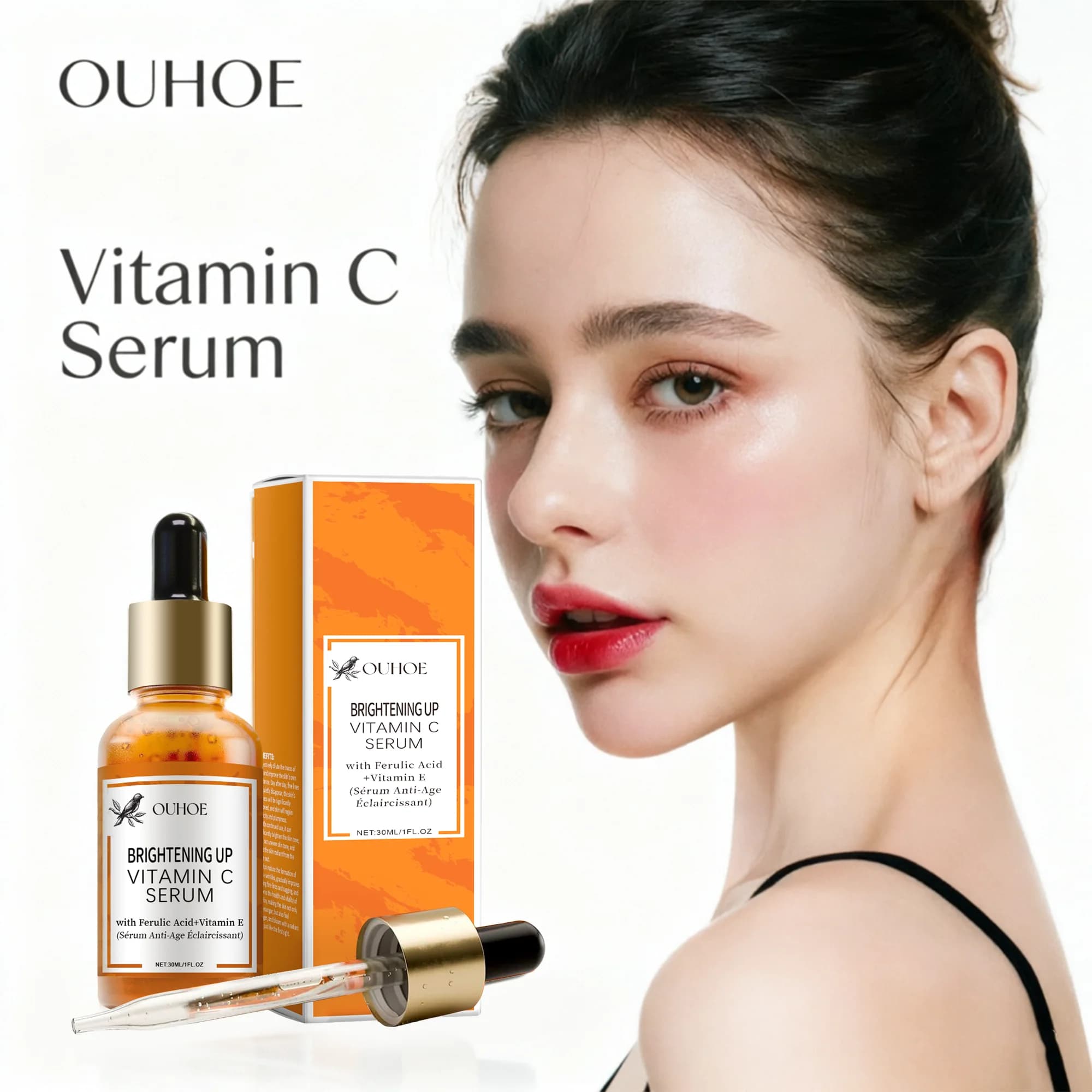 OUHOE Siero viso alla vitamina C Idratante Nutriente Delicato Cura quotidiana della pelle Adatto a tutti i tipi di pelle Prodotti per la cura della pelle per la manutenzione del viso a casa