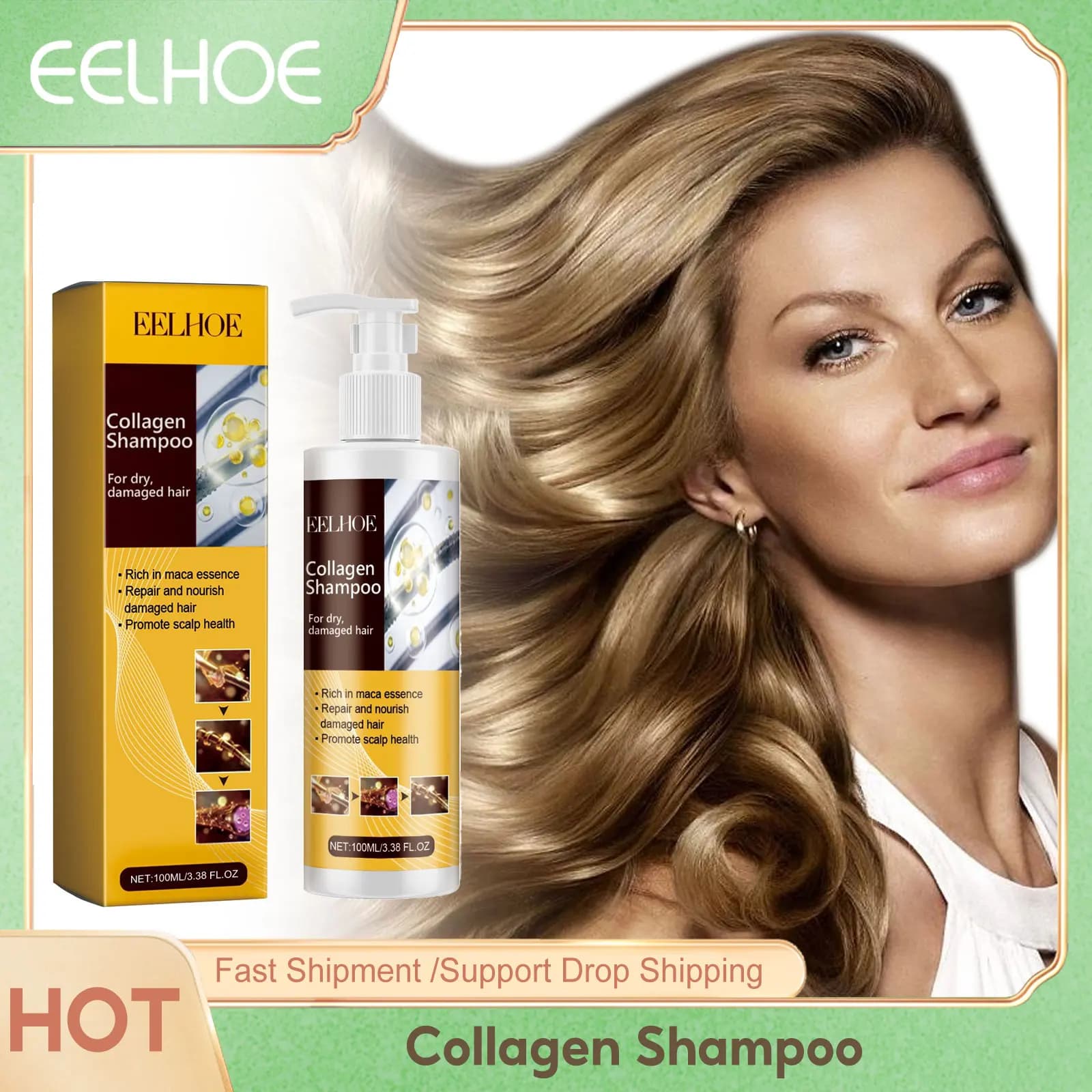 Collagen shampoo Prevents hair loss Hair rupture treatment Feed hair roots Removing cream Shampoo brightening 100ml
