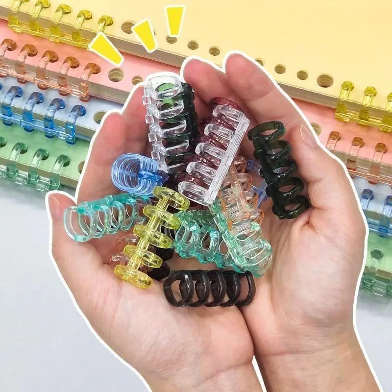 20pcs 5-Hole Plastic Loose Leaf Binder Clips, Detachable Binding Strips for Notebook, Random Color