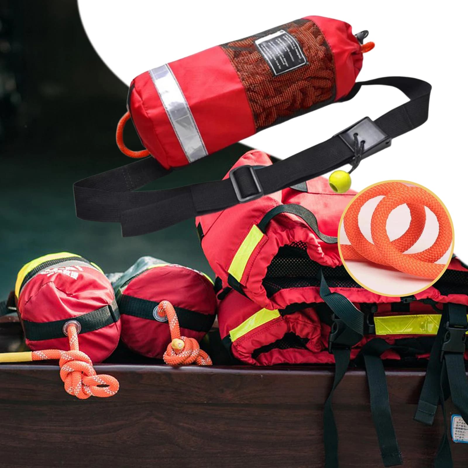 Borsa da lancio Corda da lancio galleggiante portatile salvavita ad alta visibilità per rafting, canoa, yacht, vela, sport acquatici, canottaggio