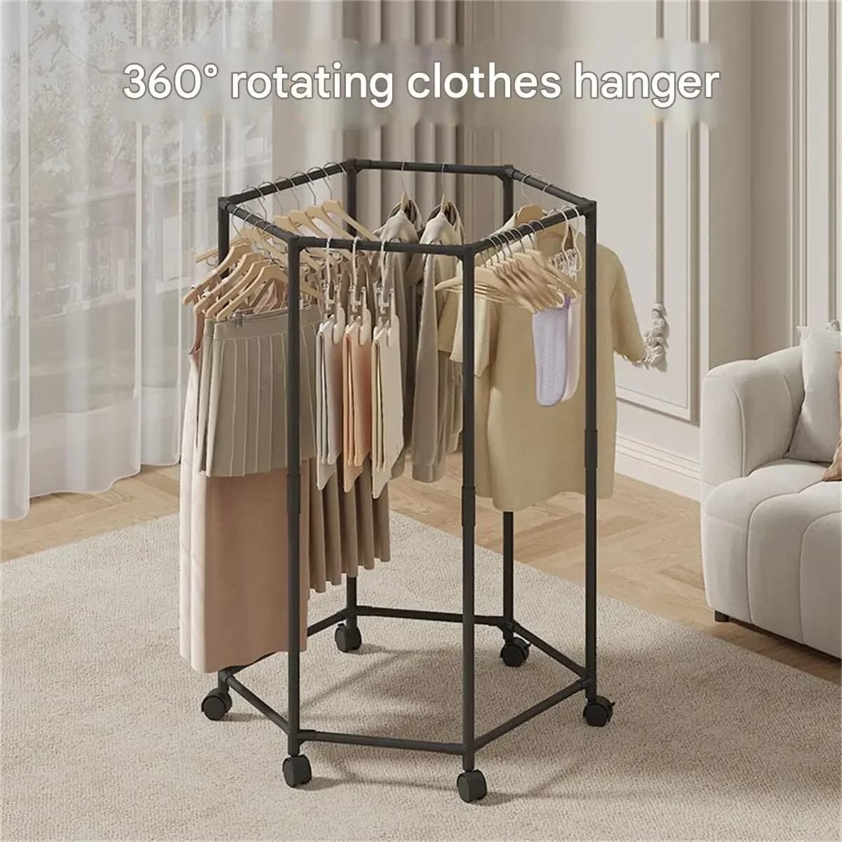 Metal floor hanger for dormitory, interior clothes rack, easy to move, shelves organizer for bedroom clothes