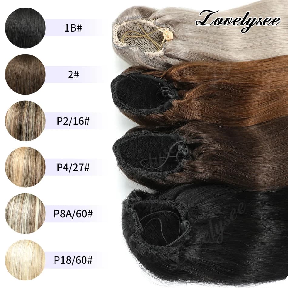 14-18Inch Short Drawstring Ponytail 100% Human Hair Extension With Clip In Straight Ponytail Brazilian Ponytail Hair Extension