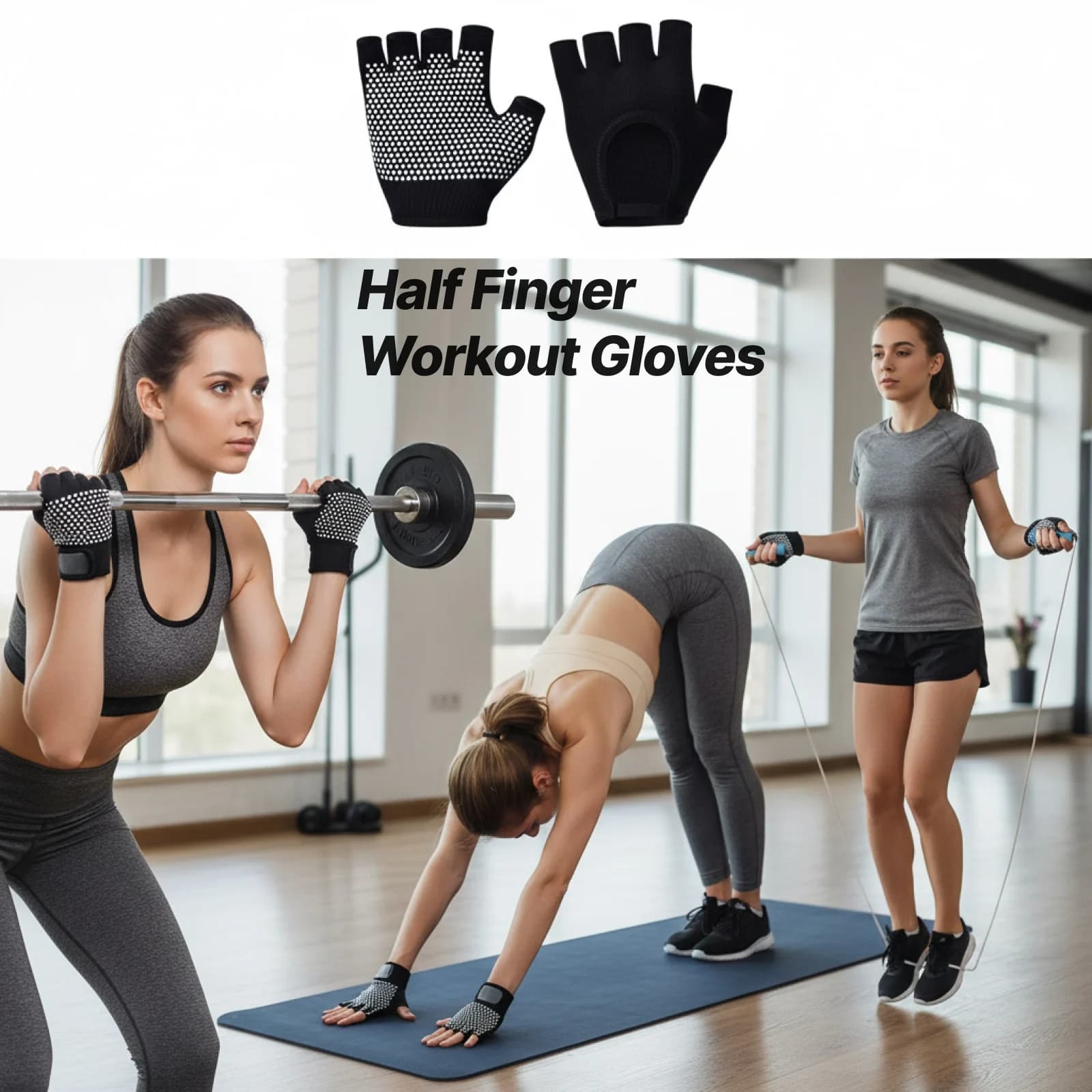 Guanti da Allenamento Senza Dita Antiscivolo in Cotone per Sollevamento Pesi, Palestra, Yoga, Ciclismo e Sport per Donne