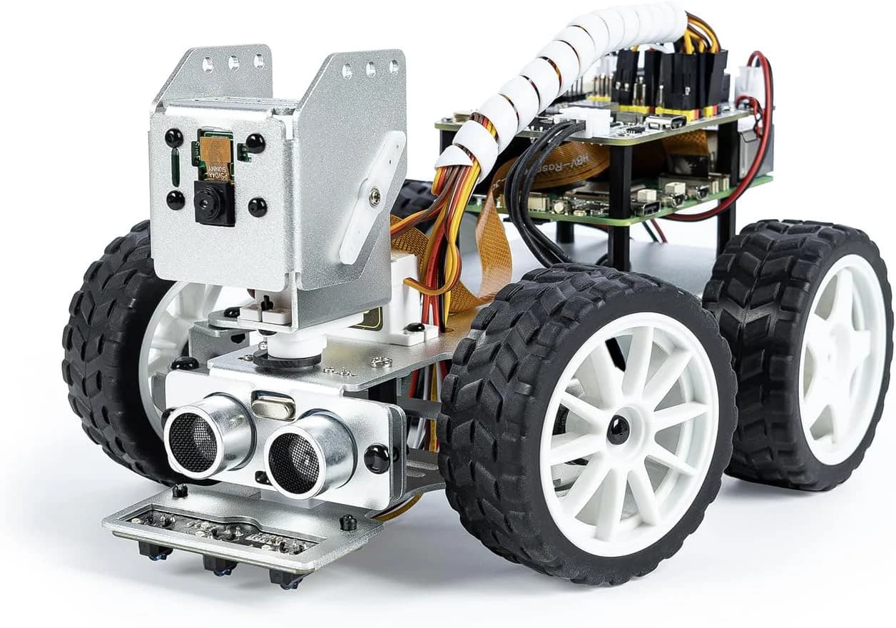 Kit per auto robot Smart Video SunFounder per Raspberry Pi 5/4/3B+/3B/Zero 2w, LLMs ChatGPT-4o/Gemini/Grok, Python (Pi NON incluso))