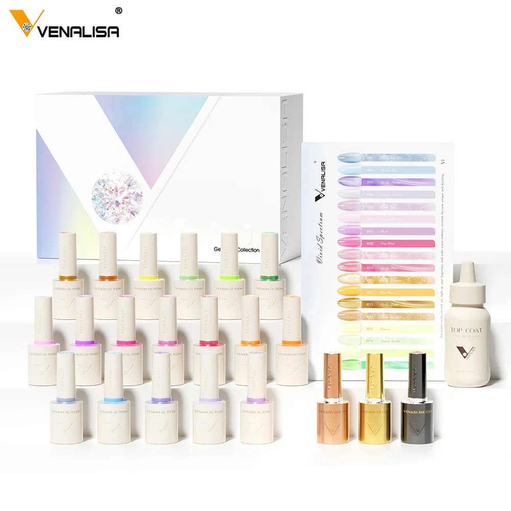 VENALISA Set di smalti gel per unghie da 10 mI HEMA/TPO gratuito vegano UV LED SoakOff Base lucida a lunga durata TopCoat per salone di manicure DlY