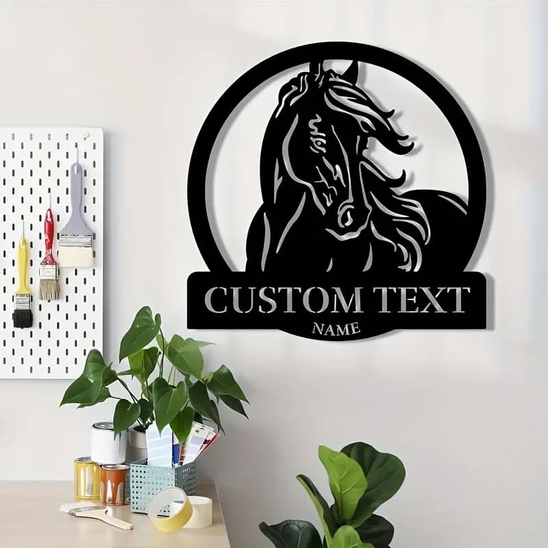 Exclusive Metal Wall Art with Boho Chic Style Horse Silhouette - for Home Decoration/Rooms and Patio - Ideal Gift for Family and Friends