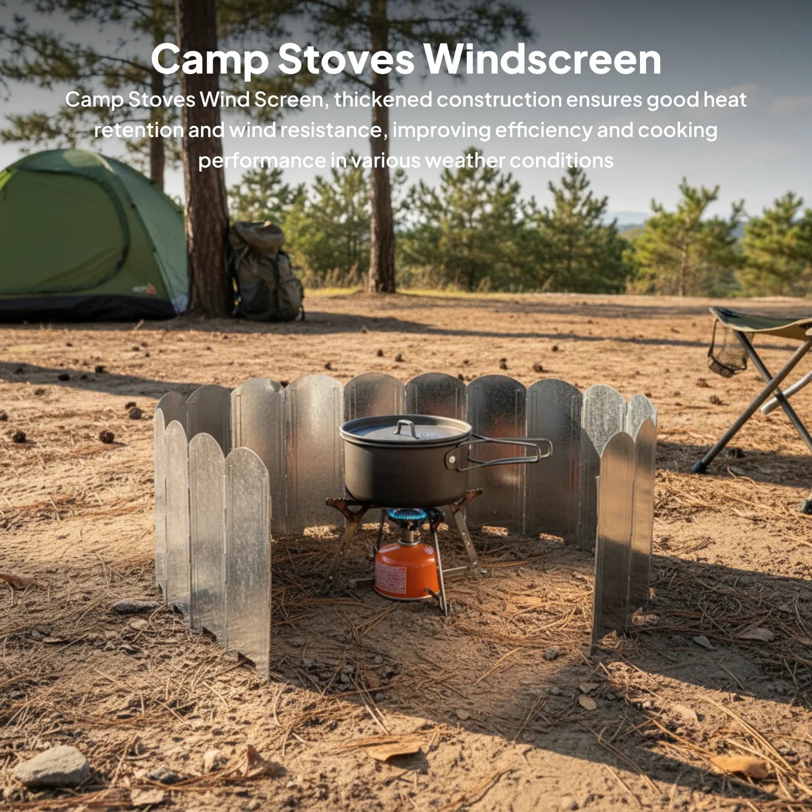 Foldable Camp Stove Windscreen Wind Block Heat Shield for Outdoor BBQ Cooking Equipment Portable Camping Heat Protector
