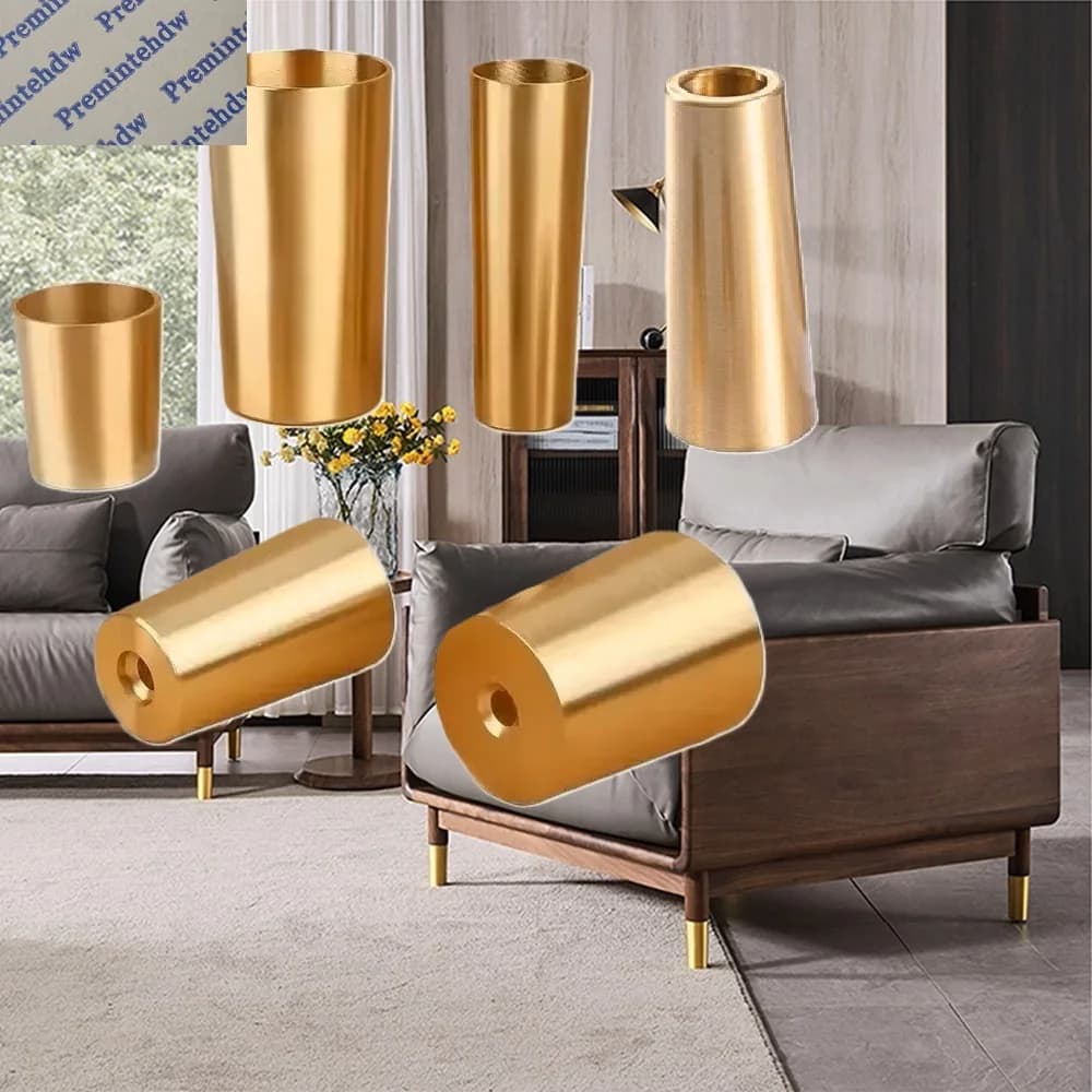 Tappo con punta per piedini per gambe per mobili affusolati in ottone per tavolo da sedia Mid-Century