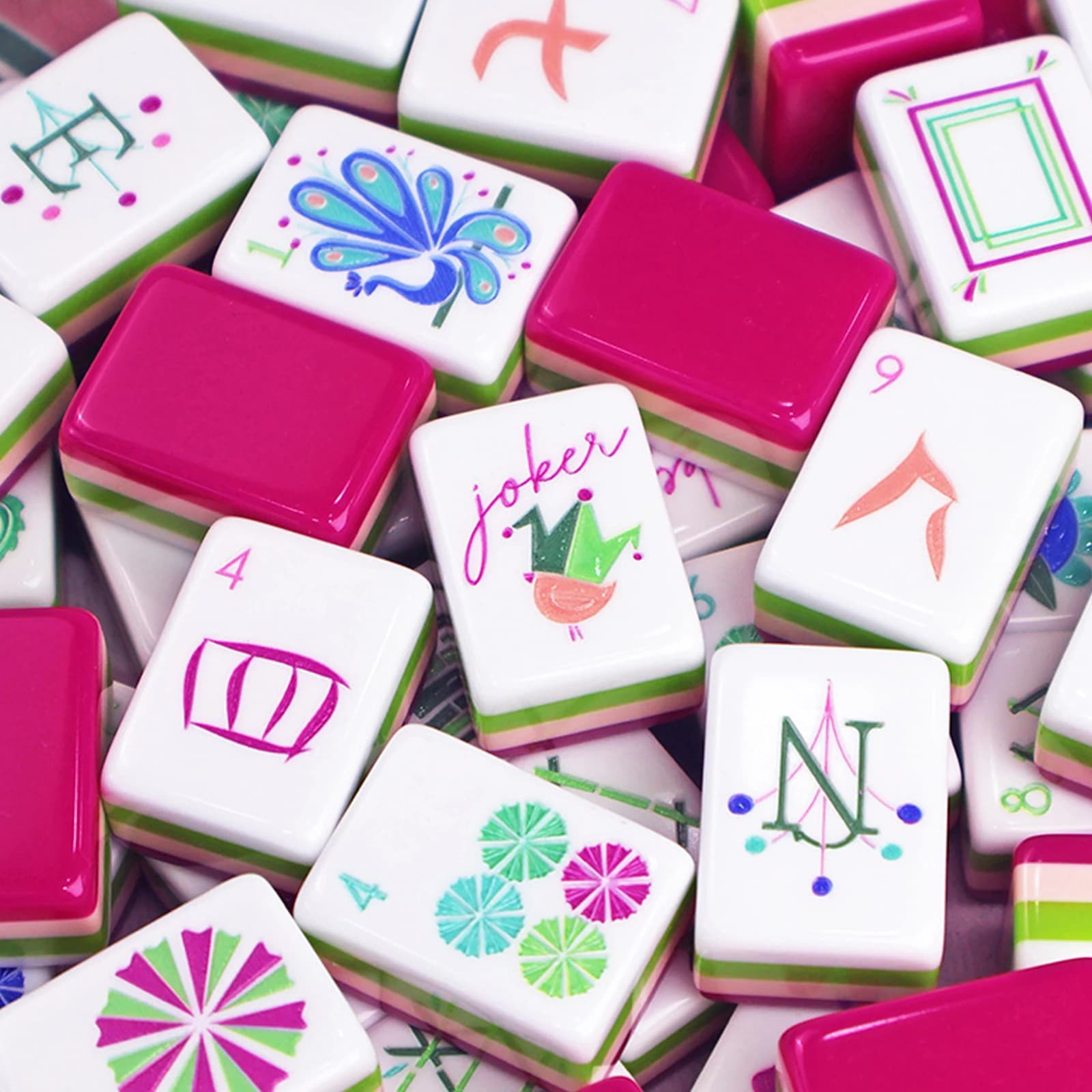 In Stock 4-Layer Acrylic American Mahjong Game Set Engraving Mahjong Tiles Portable Travel Board Game for Family Party Gifts