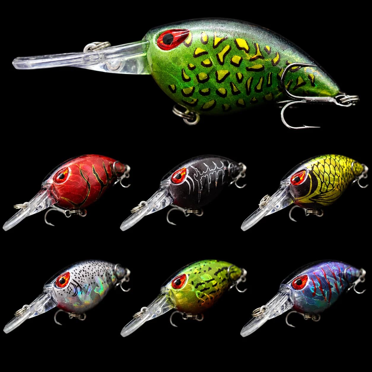 wLure Crankbait Wobble Fishing Lure 6cm 5g Deep Diving Close Action Freshwater hard bait Floating 8 # Hooks Esca for insects C770