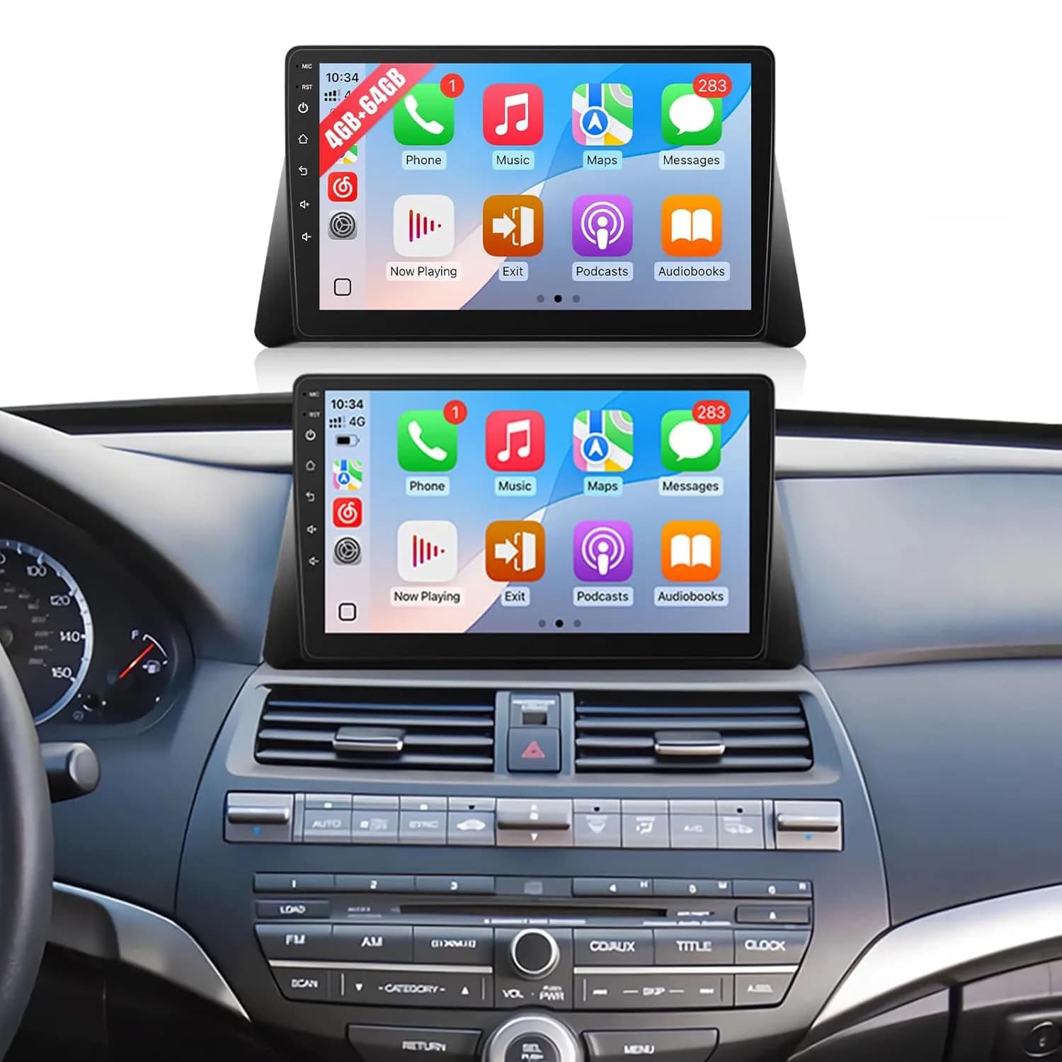 4G+64G Car Radio for Honda Accord 8th 2008 to 2013 with Wireless CarPlay Android Auto, 10.1inch Screen for Honda Accord Car Play with Bluetooth GPS Backup Camera