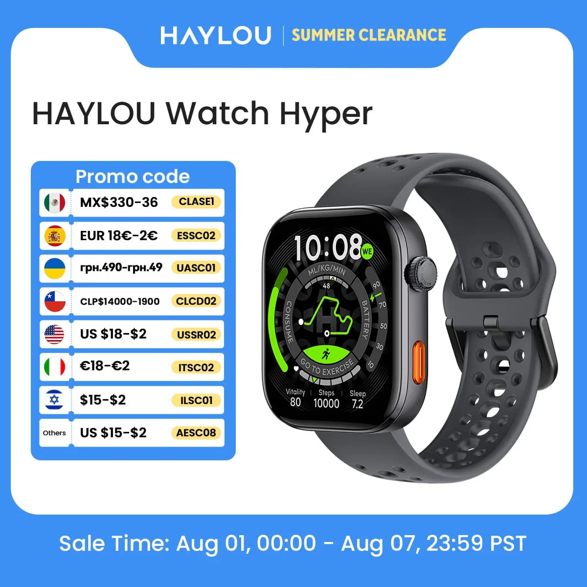 HAYLOU Watch Hyper Smartwatch 1.97" AMOLED Display Supports Dual-Band GPS Compass Offline Maps Message Reply Smart Watch 5ATM