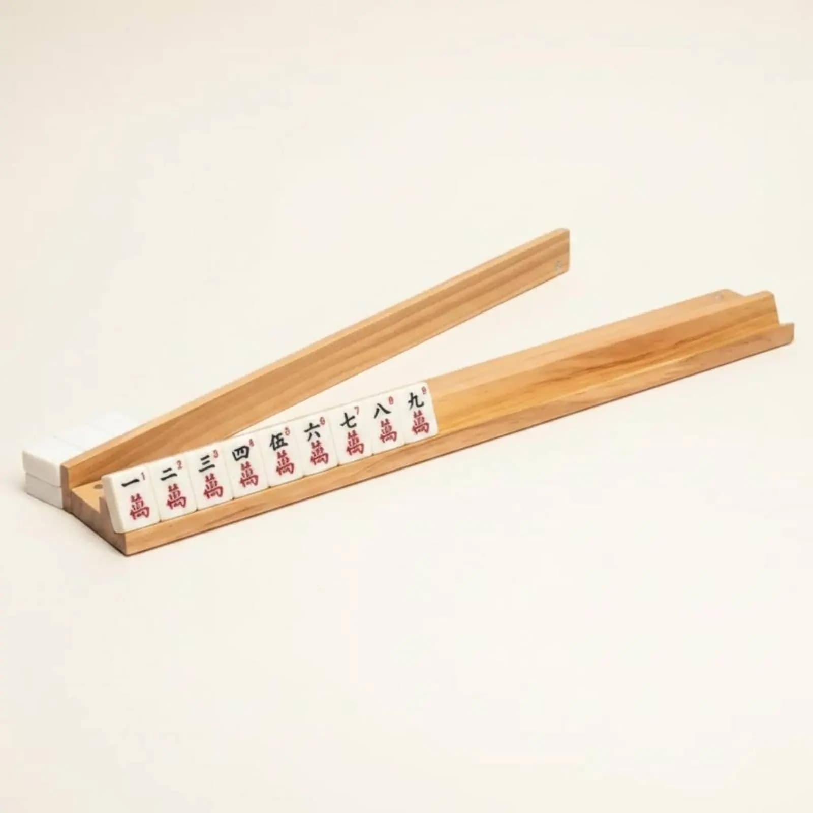 Wooden Mahjong Tile Rack Domino Holder With Push Rod Letter Number Game Tile Stand For Family Game Party Table Game Accessory