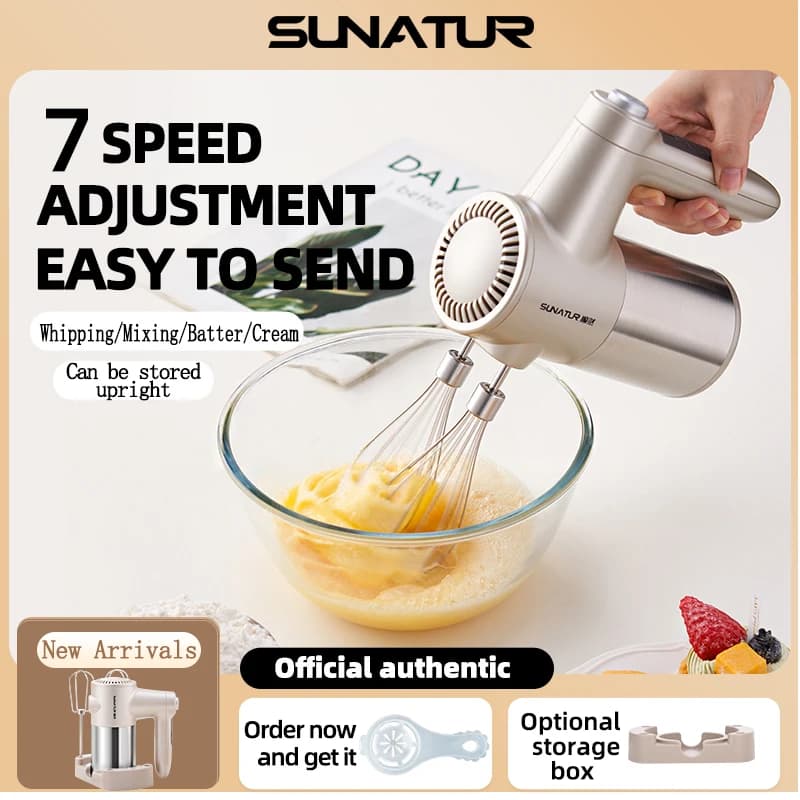 SUNATUR 400W miscelatore manuale wireless ricarica DC frullino per torta all'uovo crema biscotti panetteria frullatore da cucina elettrico portatile
