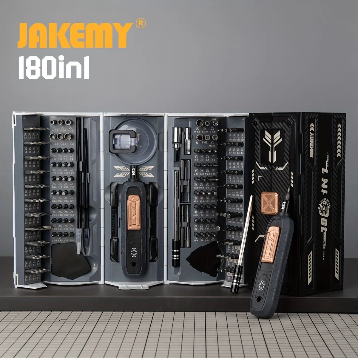 JAKEMY Set di cacciaviti magnetici 180 in 1 - Punte da trapano di precisione Kit di cacciaviti elettrici Occhiali per iPhone Strumento di riparazione per orologi portatili