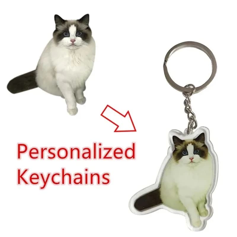 Custom Pet Photo Personal Keychain Customized Clear Acrylic Key Chain Design Making Cute Keyring Goods Made