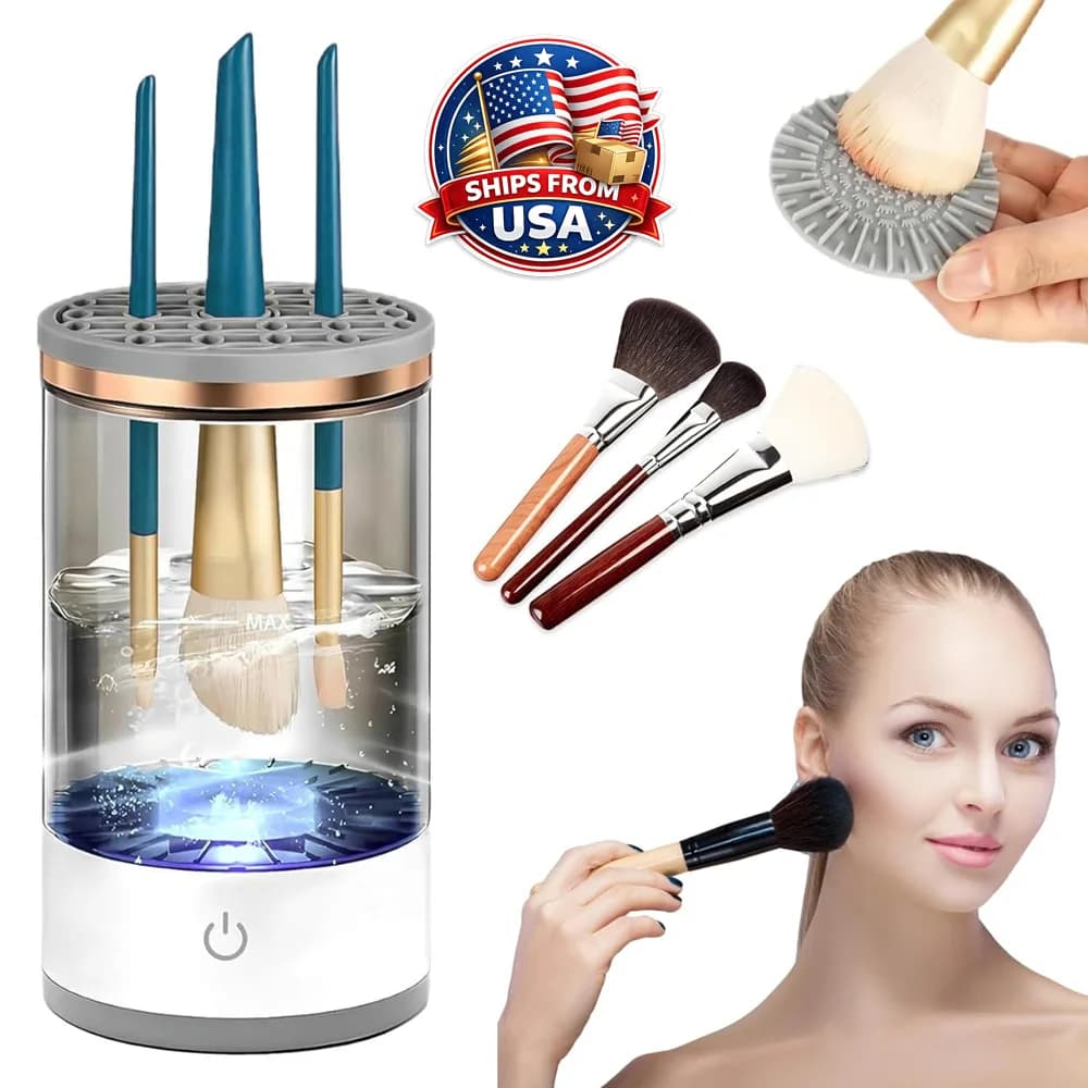 Pulitore Elettrico per Pennelli da Trucco, Macchina Automatica Rotante per Pulizia Profonda di Pennelli Cosmetici, Strumento per Asciugatura Rapida