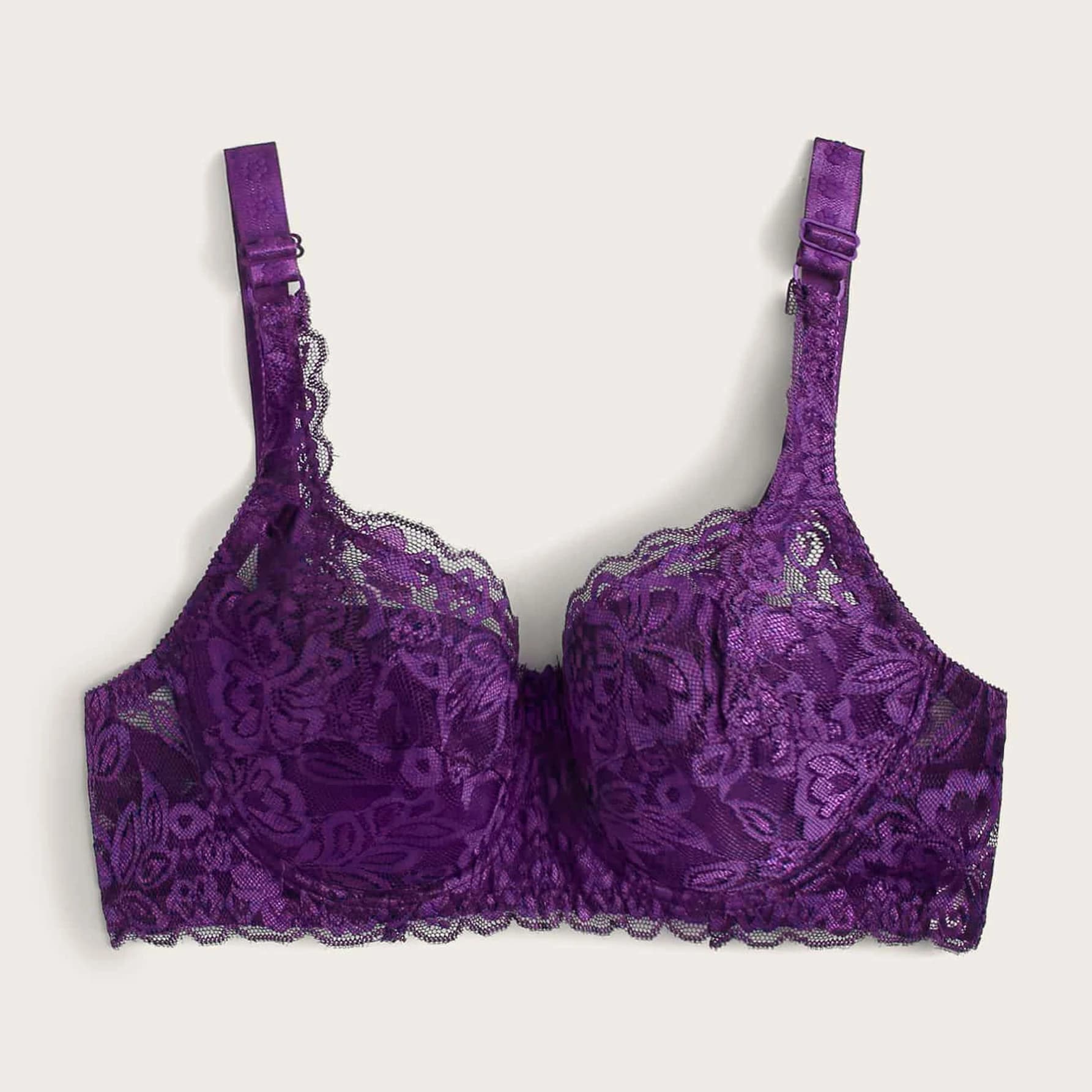 Reggiseno push-up in pizzo con ferretto e decorazioni con fiocco in tinta unita da donna con spalline regolabili Ling a triplo petto morbido e confortevole e traspirante