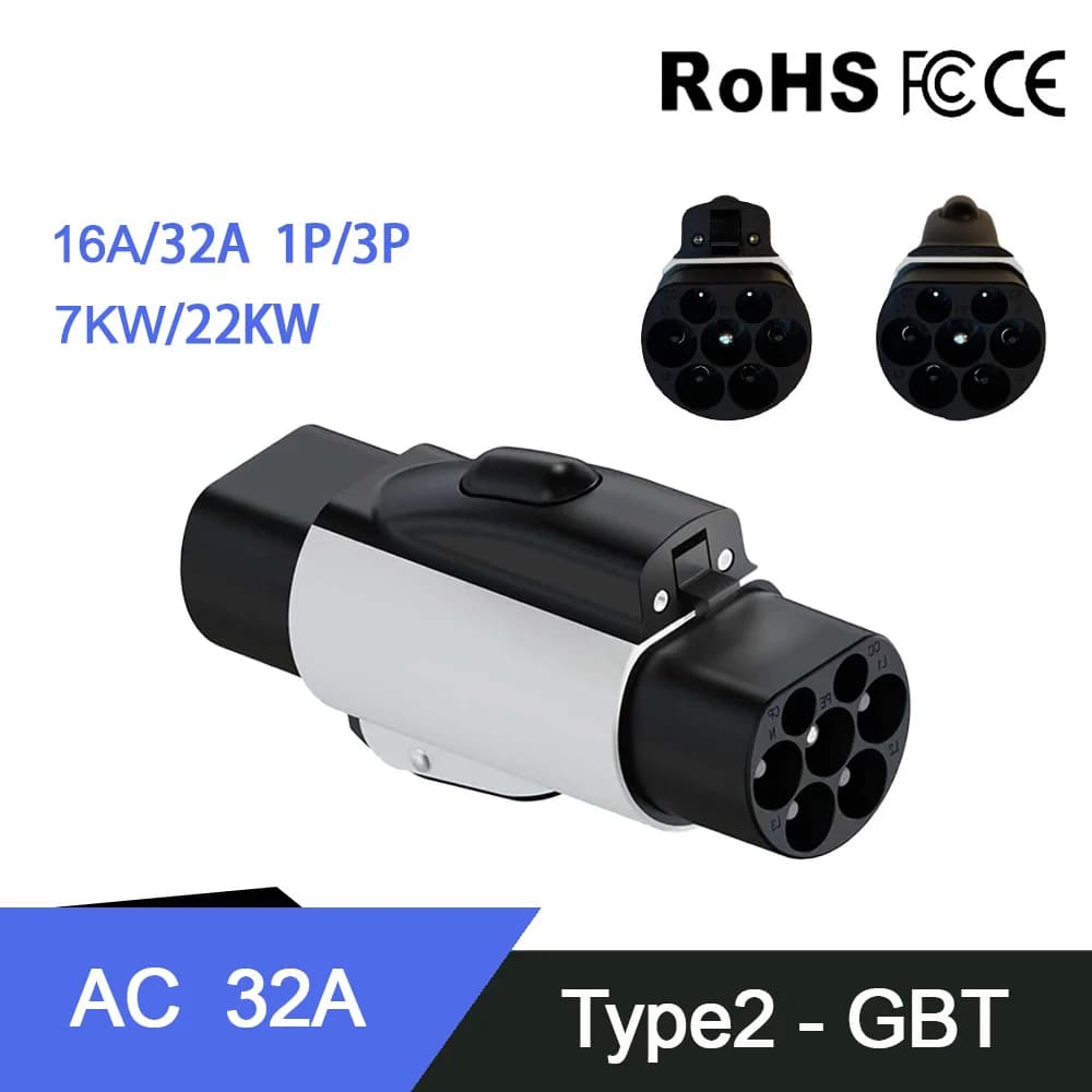 NTO Type 2 to GBT 7.2kW/22kW Compatible with Type 2 Charger for Electric Cars with Chinese GB/T Charging Grip