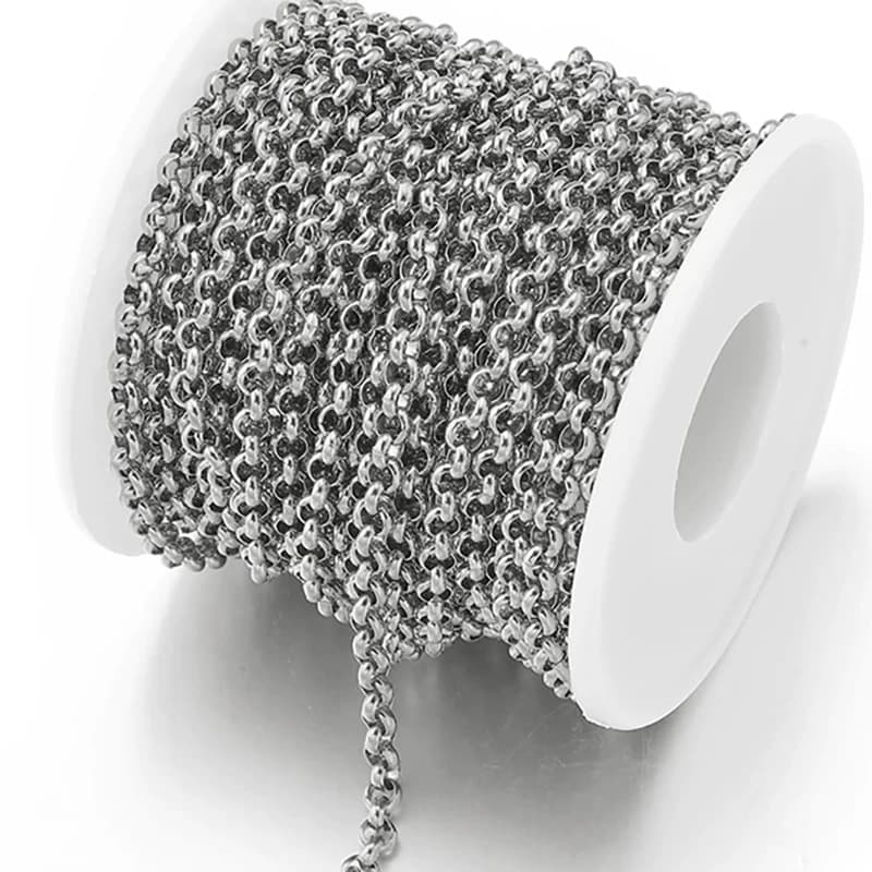 Catene a maglie Rolo rotonde in acciaio inossidabile da 1 metro Catene a croce da 2mm 3mm 4mm 5mm 6mm per accessori per la creazione di gioielli con bracciale collana