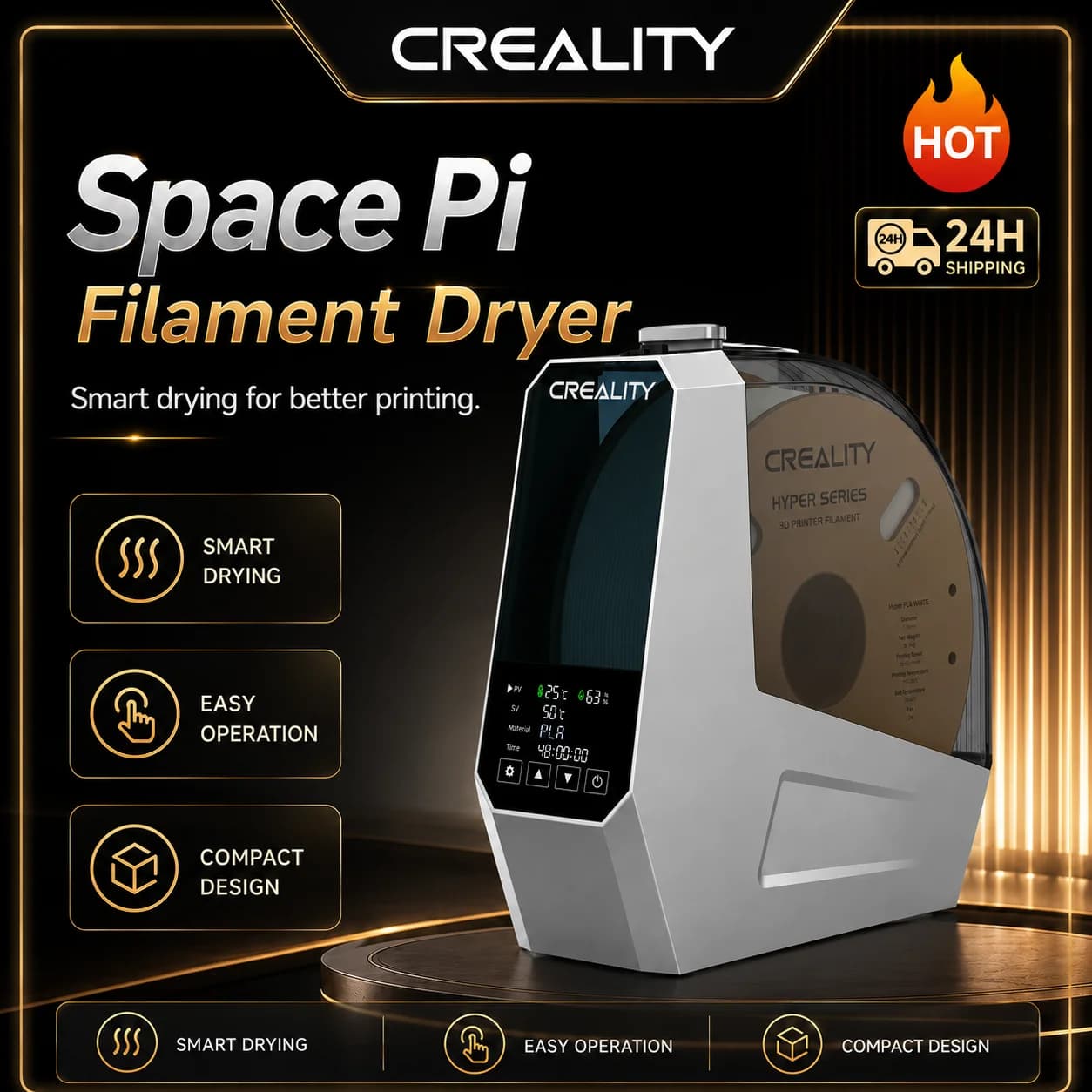 Essiccatore a filamenti Creality Space Pi 360 ° Scatola essiccatore per filamenti stampante 3D con riscaldamento ad aria calda da 1 kg per Creality K1 C/ Ender 3 V3 KE /SE