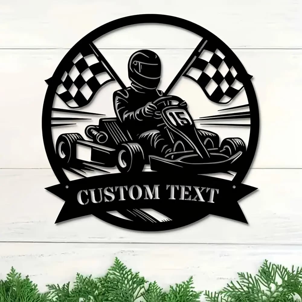 Custom Metal Plate for Kart Racing, Decoration for Rooms/Club/House/Office/Veranda Topic Karting, Gift for Corse Passionate/Authors