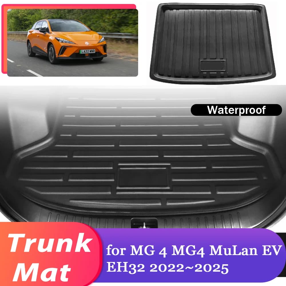 Tappetino per bagagliaio di un'auto per MG 4 MG4 MuLan EV EH32 2022 ~ 2025 2023 2024 Tappeto per bagagli Vassoio impermeabile Cargo Boot Pad Liner Accessori di copertura