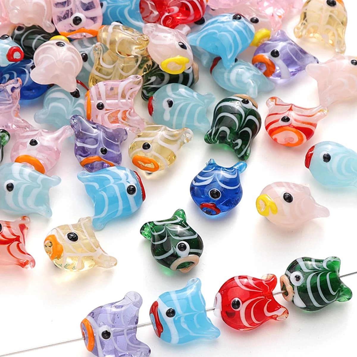 2pcs 18x15mm Glass Beads Cute Cartoon Striped Fish Loose Spaced Beads DIY Crafts Bracelet Earrings Necklace Jewelry Making