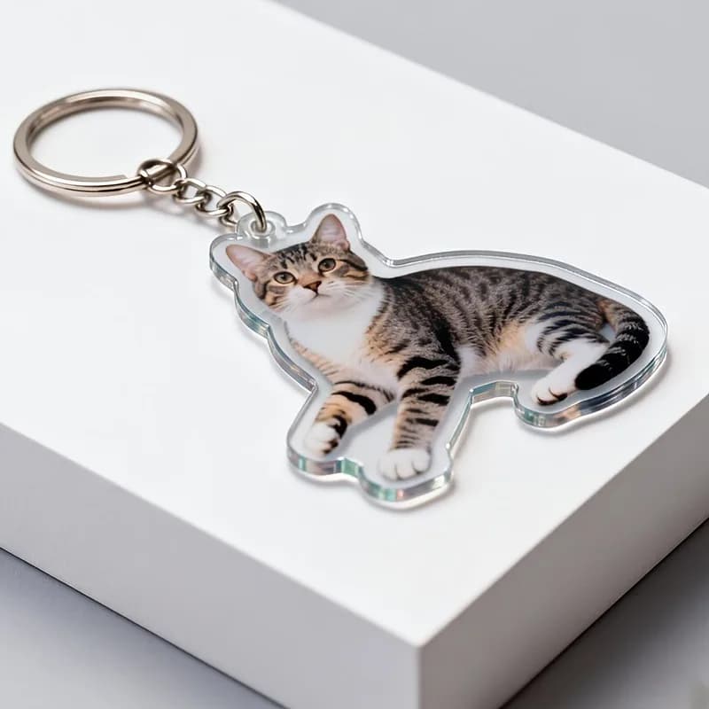 Custom Pet Keychain Pendants Featuring Personalized Photos of Cats And Dogs, Made from Acrylic, Serving