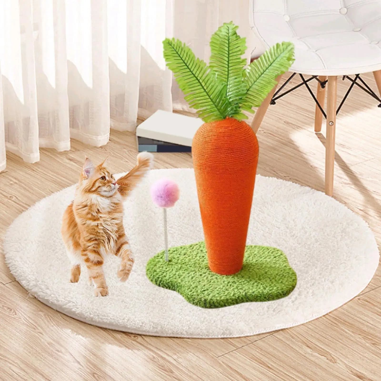 Tiragraffi creativo per gatti con carota, bordo per artigli in sisal, tiragraffi per albero per gatti indossabile per torre per gatti, forniture uniche per giocattoli per la casa per animali domestici