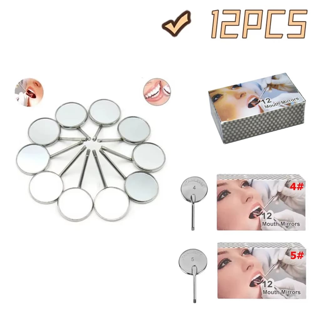 Specchio dentale Specchio per bocca in acciaio inossidabile Kit per l'igiene dentale Strumento Riflettore dentale Strumenti per dentisti