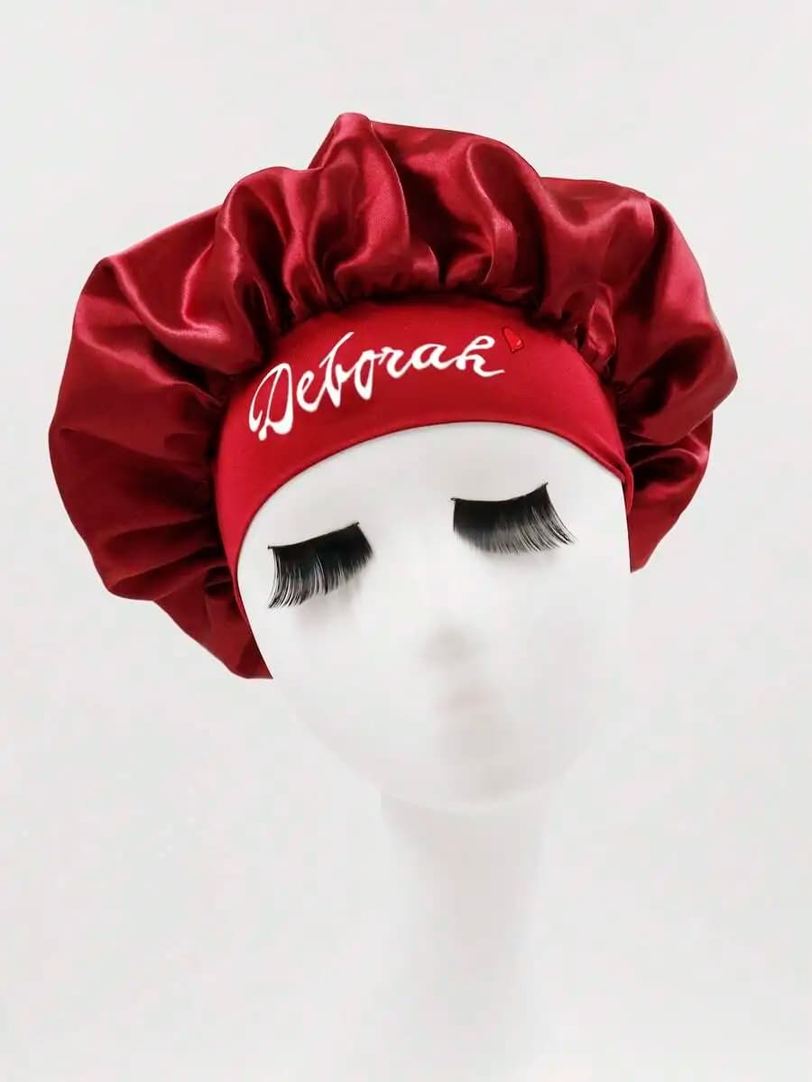 Sleep Cap, Can Print Name, Personalized Silk Sleep Cap For Women, Customizable Satin Sleep Cap, Hair Cap, Curly Hair Silk Sleep Cap, Hat Sleep Cap, Valentine's Day Gift, Birthday Gift, Fashion, Comfortable, Bathroom, Bedroom, Exquisite, Me