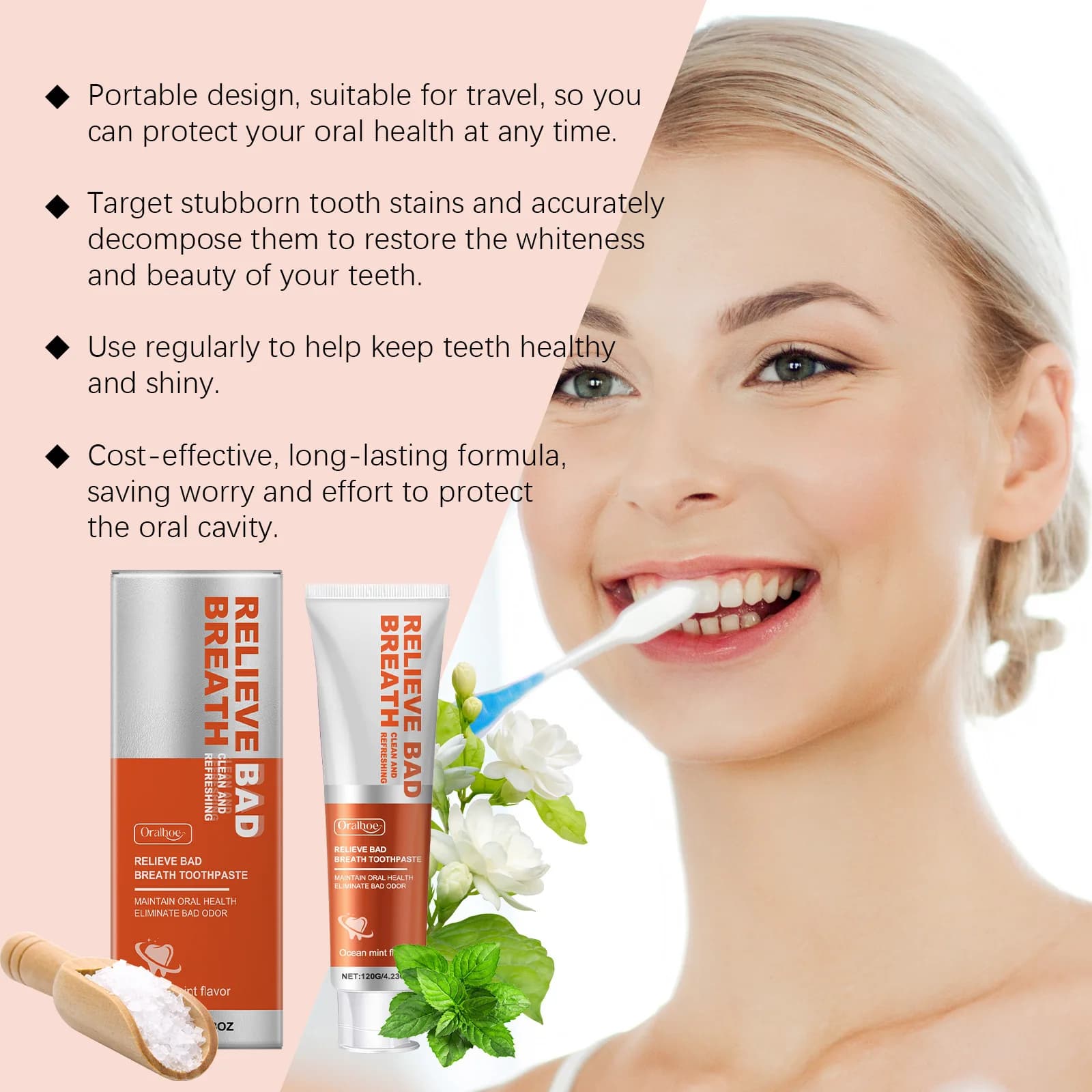 Oralhoe 120g tooth cleaning tooth cleaning tooth whitening bad breath remove plaque stains Reducing oral refreshing toothpaste