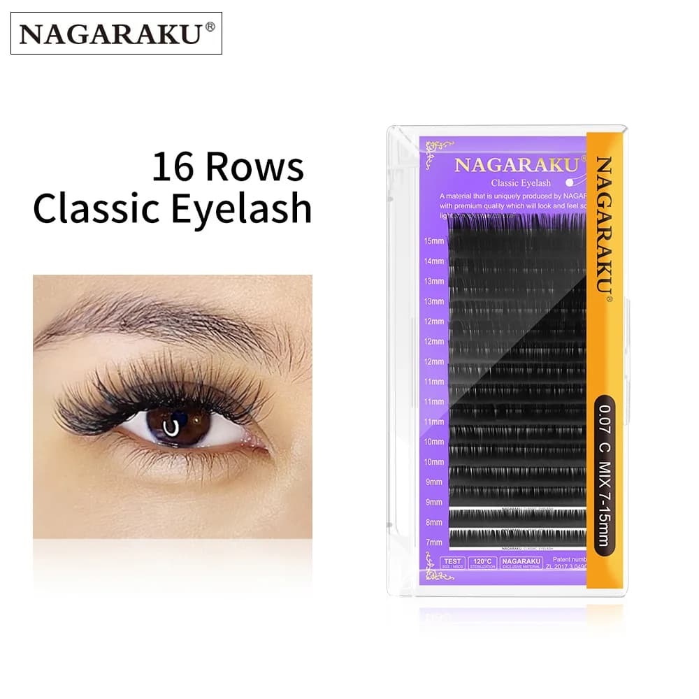 NAGARAKU 16 file extension individual eyelashes classic opaque black eyelashes professional soft natural
