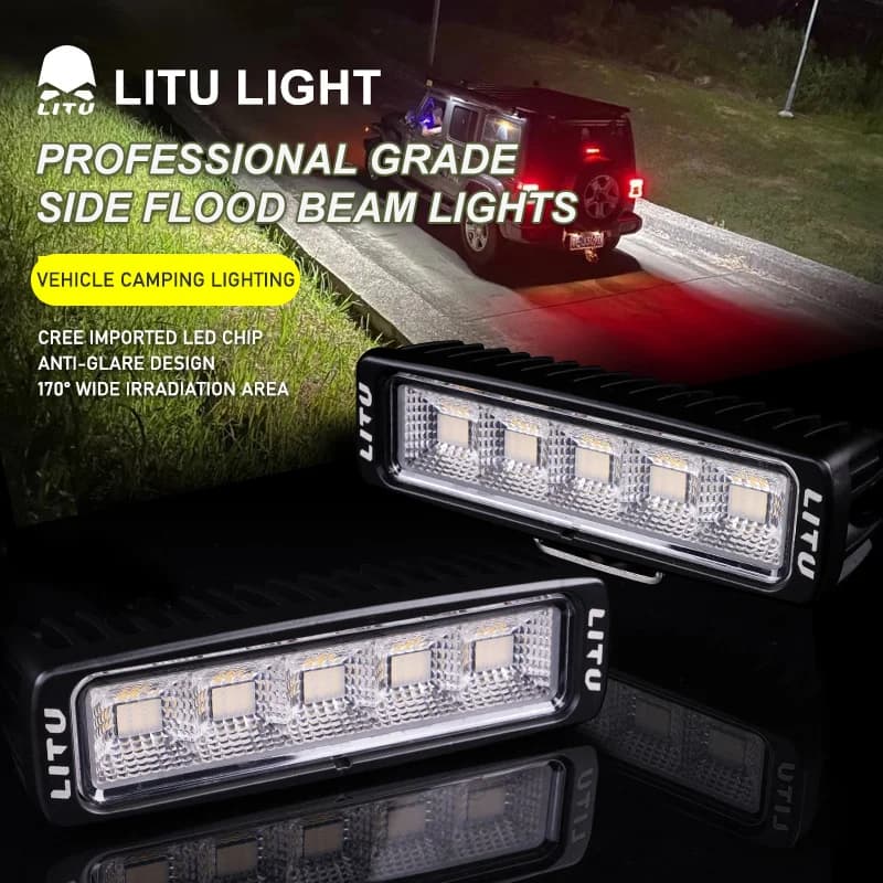 1/2 Pezzi Barra Luminosa a LED da Lavoro 30W 6000K Bianco Ambra per Fuoristrada Luci Laterali per Auto IP67 12V 24V Ricambi Auto