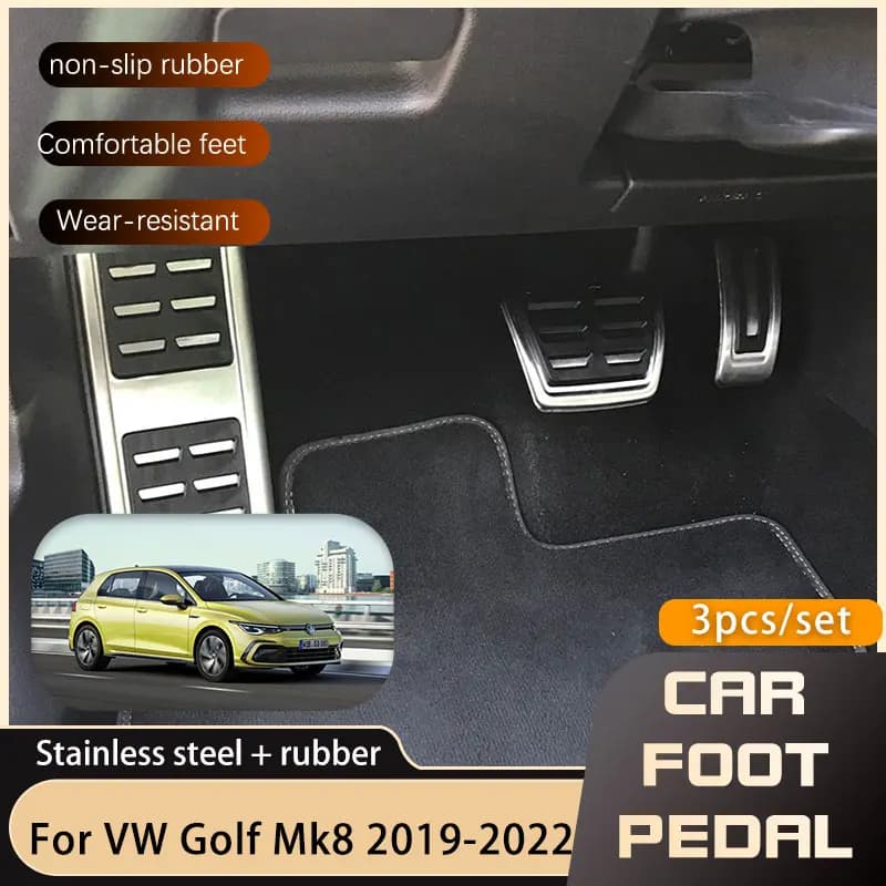 Pedali per auto in acciaio inossidabile per Volkswagen VW Golf 8 Mk8 VIII 2019 2020 2021 2022 Acceleratore Freno Poggiapiedi Copertura del pedale AT MT