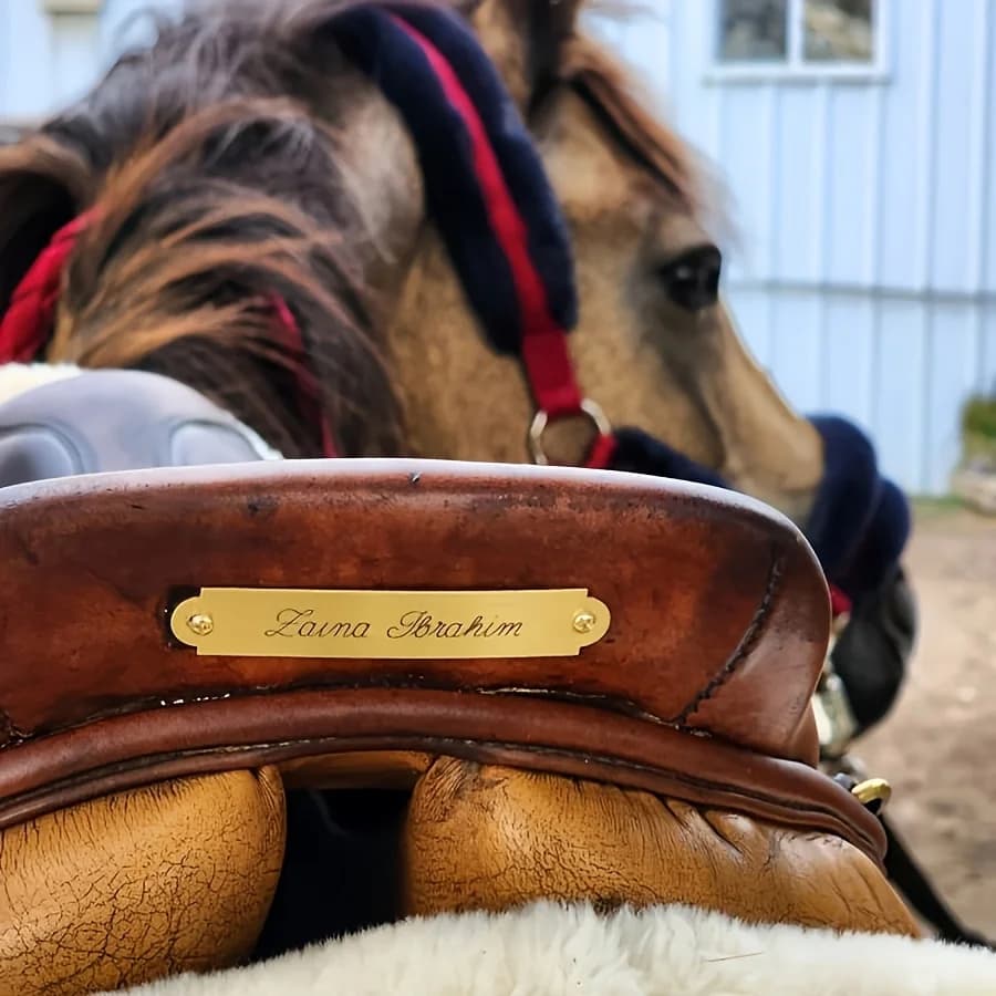 Targhetta Personalizzata in Acciaio Inossidabile Incisa al Laser | Targhetta Personalizzata per Sella/Attrezzatura Equestre | Accessori per Ciclismo Incisi al Laser | Regali Equestri Unici