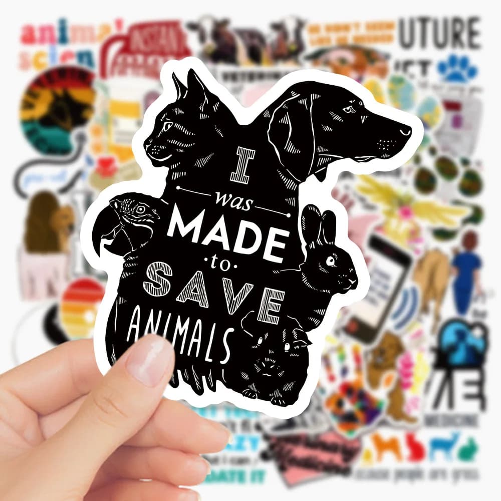10/30/50PCS adesivi veterinari per cartoni animati decalcomanie per Graffiti giocattolo per bambini fai da te Laptop Phone Notebook Wall Protect Save the Animals Sticker