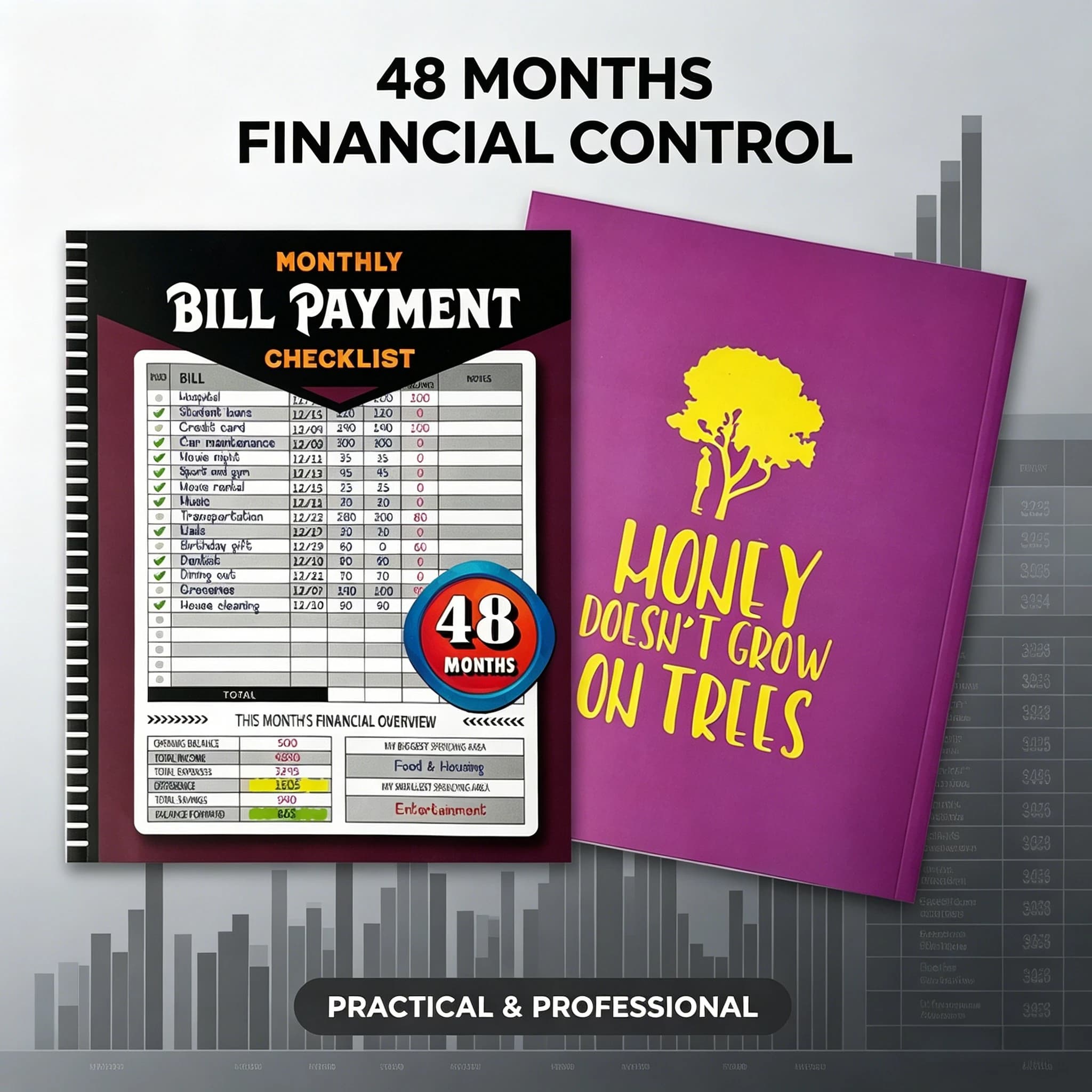 1 Pezzo Agenda Mensile per il Pagamento delle Bollette (48 Mesi), Quaderno Organizzatore Finanziario Domestico con Spirale, Diario per il Monitoraggio delle Spese Personali e del Budget per la Gestione del Denaro