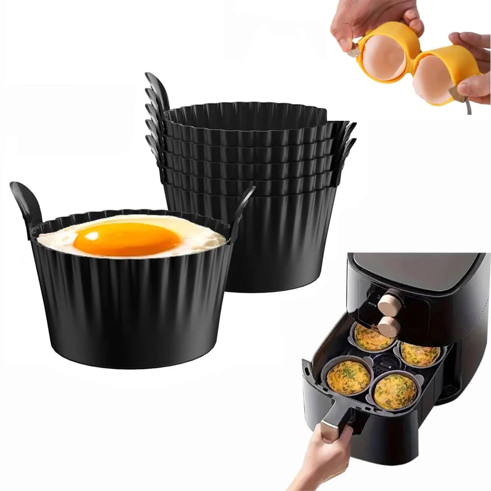 Silicone Air Fryer Egg Mould Reusable Anti-Fabric Silicone Egg Foil Cups Microwave Eggs Baking Floor