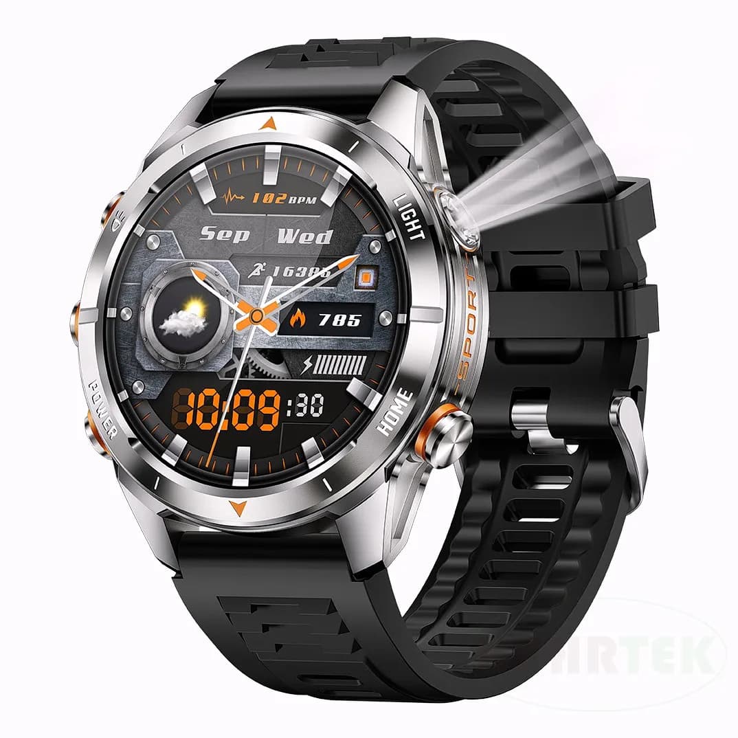 Orologio intelligente sportivo KT80, chiamata BT schermo da 1,46 pollici impermeabile 515 MAh batteria da uomo Relojes Smart Watch con torcia