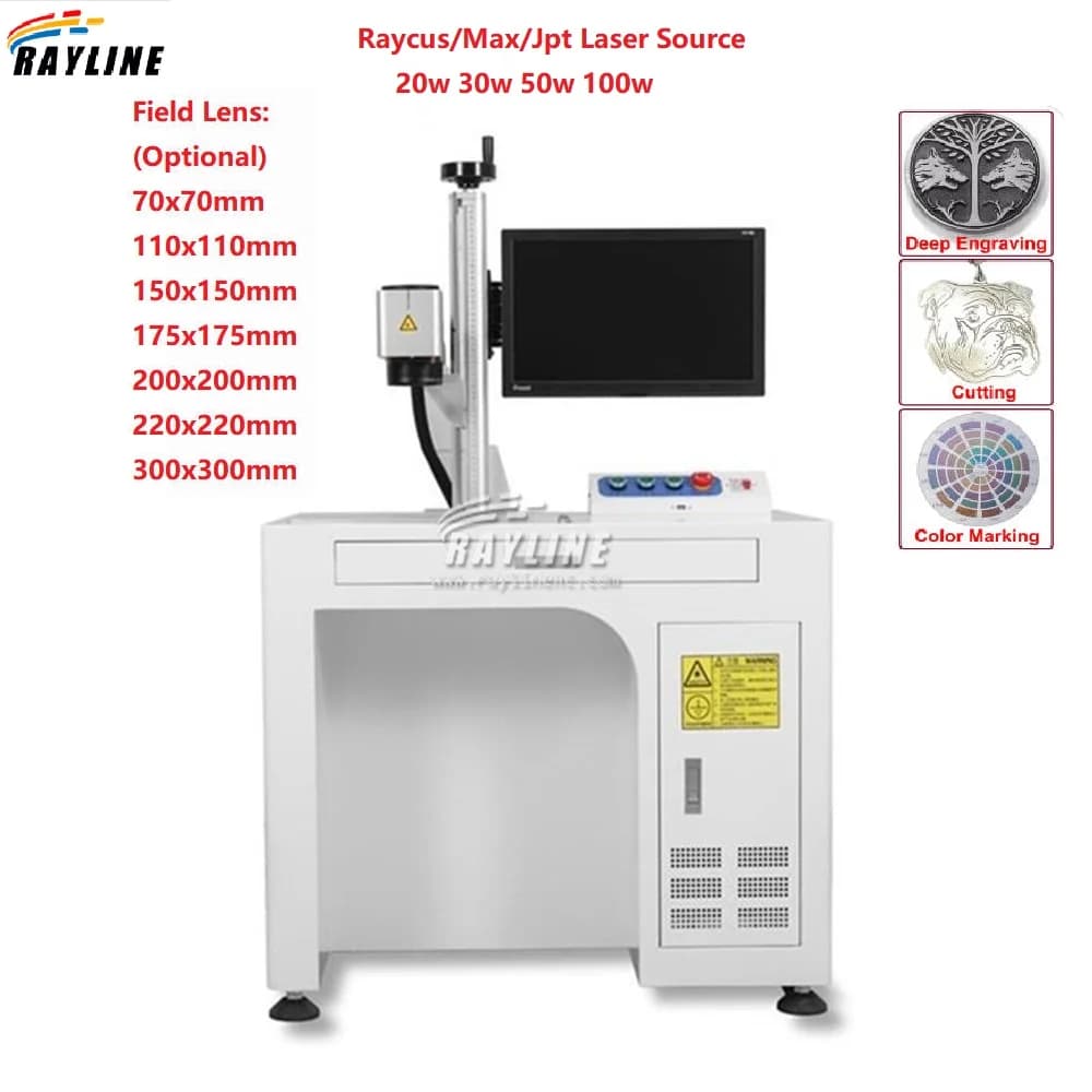 Max Raycus Fiber Laser Marking Machine 20W 30W 50W CO2 Wood Engraving 3W Laser UV Glass Engraving for Metal PVC Wood Plastic