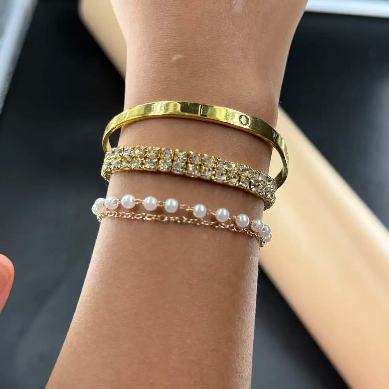 1 pz braccialetti decorativi con diamanti pieni + 1 pz braccialetto d'amore + 1 pz braccialetto aperto a doppio cuore, gioielli a mano regolabili alla moda