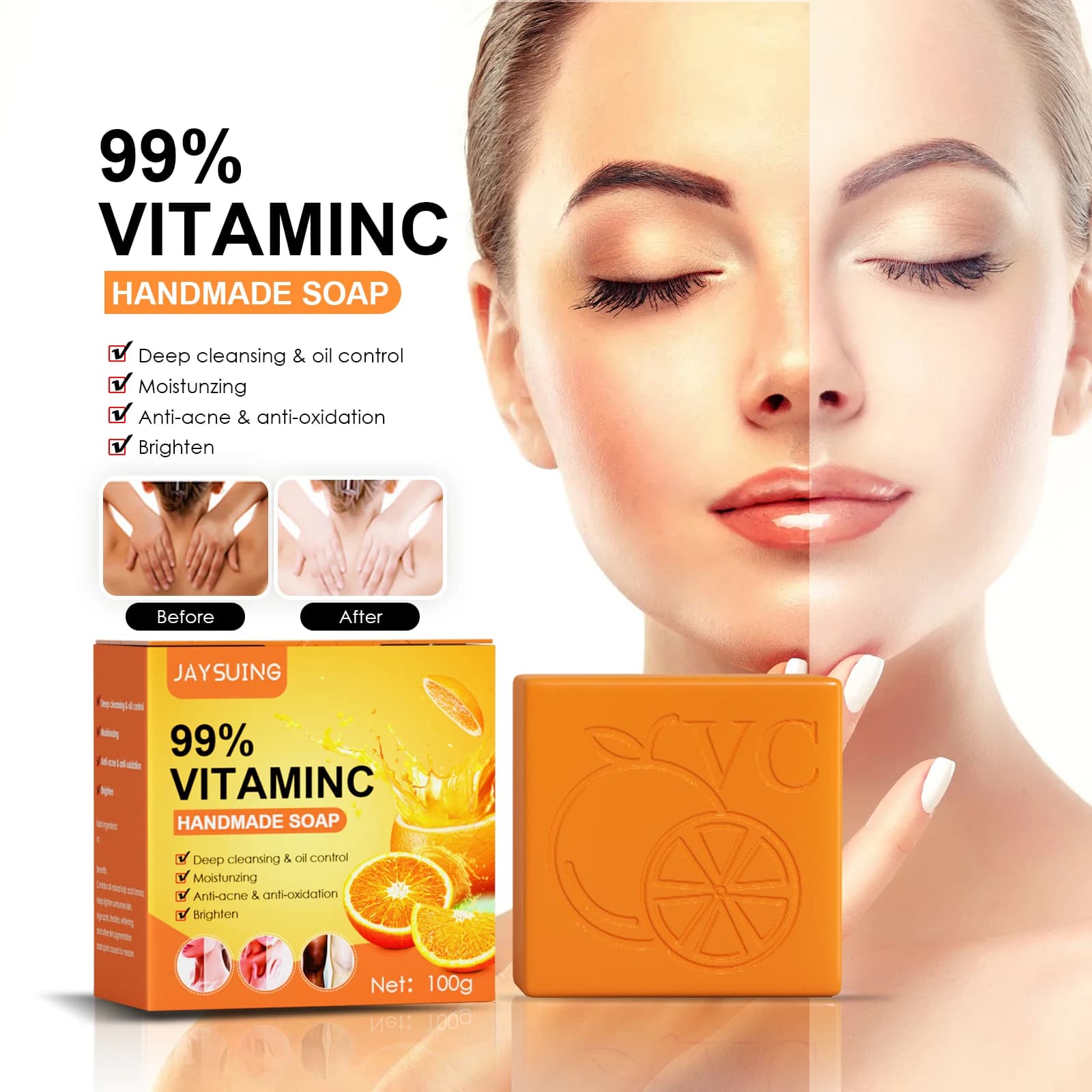Soap Whitening Bar Cleansing Face And Body Acne-Prone Skin Cleansing Deep Moisturizing Oil Control Lights Vitamin C Handmade soap