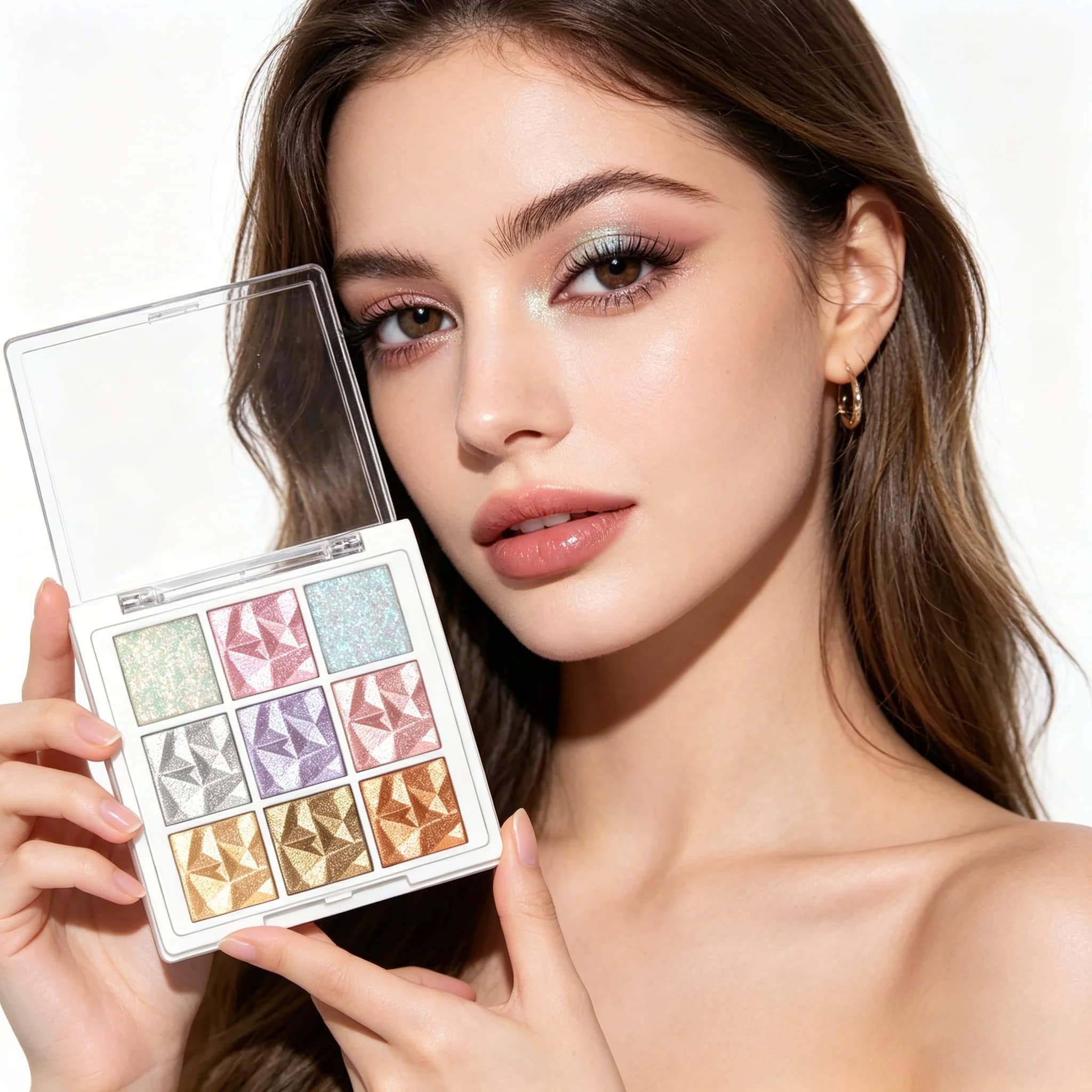 Palette Ombretti Unisex 9 Colori: Opachi, Shimmer, Glitter, Impermeabili, Lunga Durata, Alta Pigmentazione, Sicuri per il Trucco Festivo