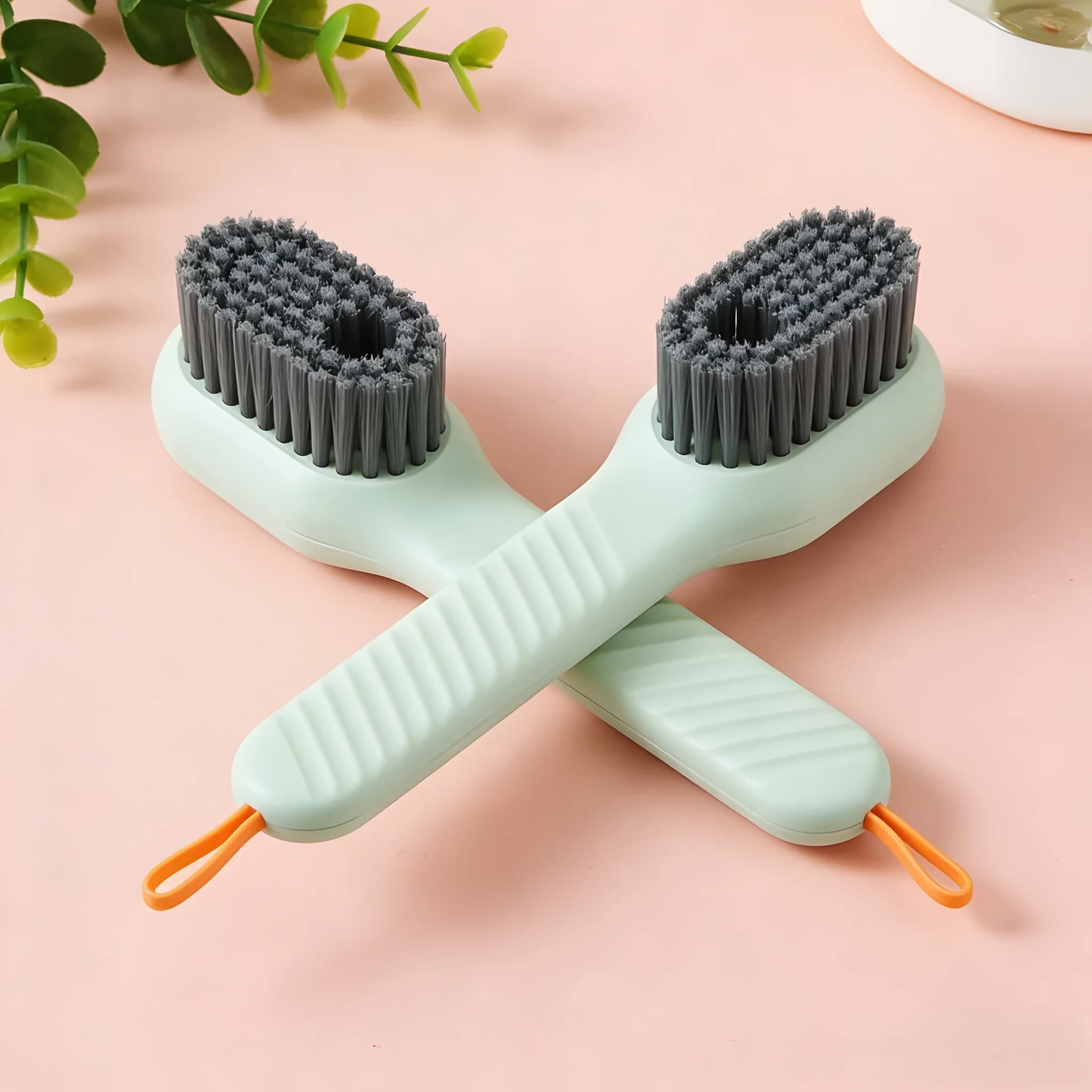 Confezione da 2 spazzole morbide per scarpe in verde – Design compatto per viaggi e manutenzione quotidiana di scarpe e stivali