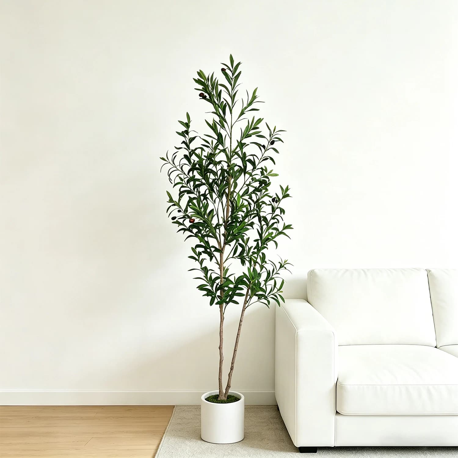 145-175cm Double Trunk Artificial Olive Tree Fake Plant for Home Living Room Indoor Outdoor Home Decoration