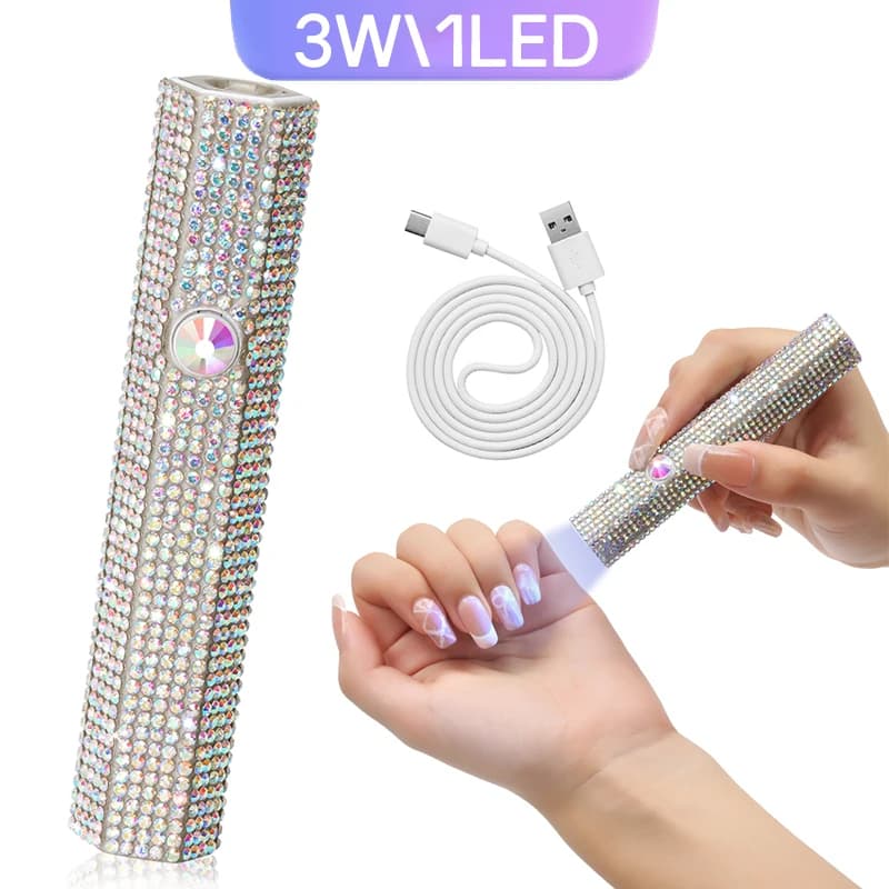 Mini lampada per unghie a LED UV portatile con diamanti Essiccatore per unghie portatile per polimerizzare lo smalto gel con macchina per manicure con display