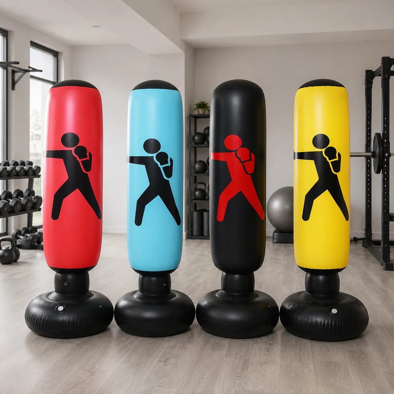 Freestanding Inflatable Punching Bag with Wide Base, Bounce Back Boxing Target for Home Gym Fitness Training and Stress Relief