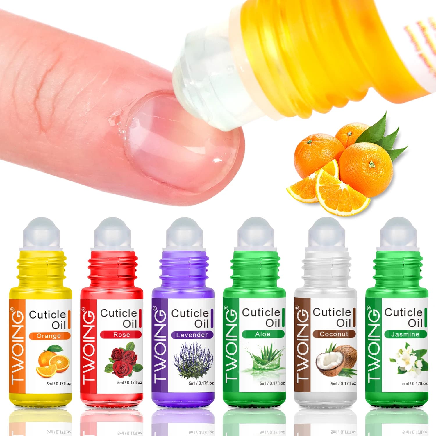 TWOING Cuticle Oil 5ml Natural Rose Nail Nutrition Oil with Jojoba Oil & Vitamin E for Cuticles, Dry Skin, Damaged Nails Repair